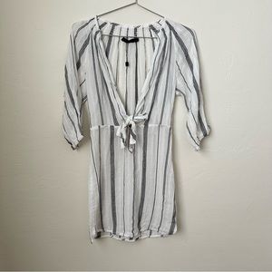 NEW VIX Striped Coverup Dress White/Blue XXS